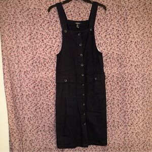 Forever 21 Black Button-Up Overall Midi Dress